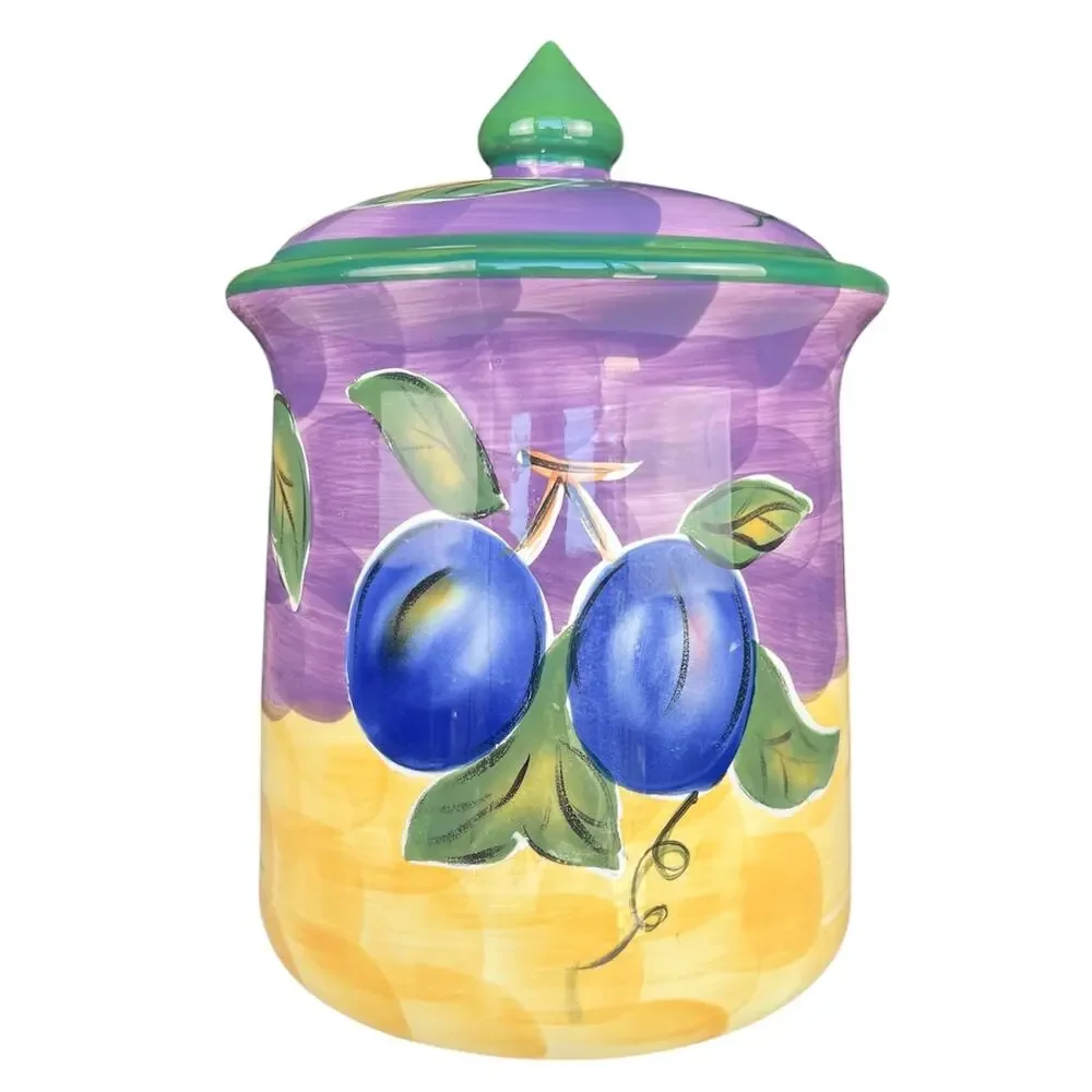 Tabletops Unlimited Vintage Scandicci Hand Painted Ceramic Fruit Canister Set 3
